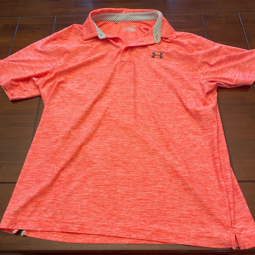 Under Armour orange heather large Golf polo